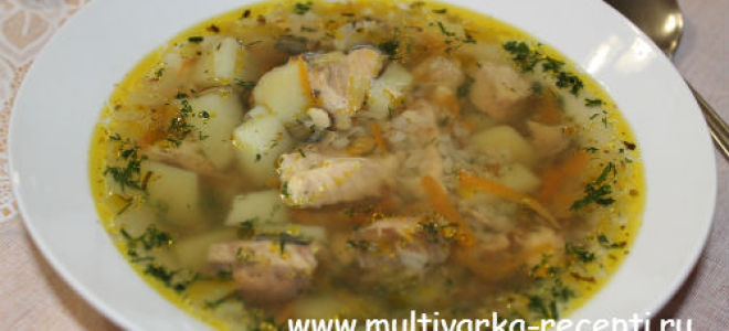 Гречневый суп с горбушей консервированной в мультиварке