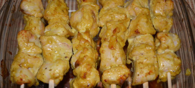 Шашлык из курицы в духовке
