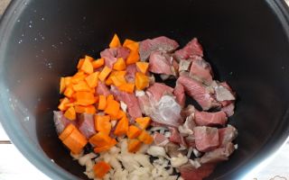 Тушеное мясо с морковью и луком в мультиварке
