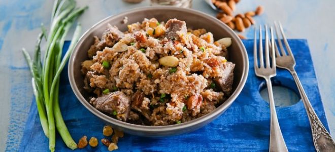 Пшеничная каша с мясом в мультиварке