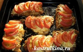 Морской язык в духовке с помидорами и сыром
