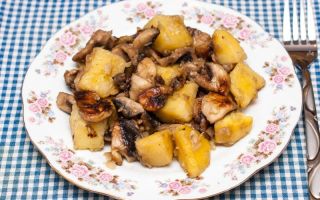Картофель с лесными грибами в мультиварке